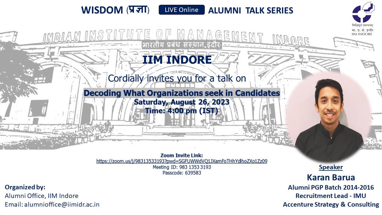 Wisdom-प्रज्ञा Talk 24: Mr. Karan Barua (PGP 2014-16), Recruitment Lead IMU (Talk #24)