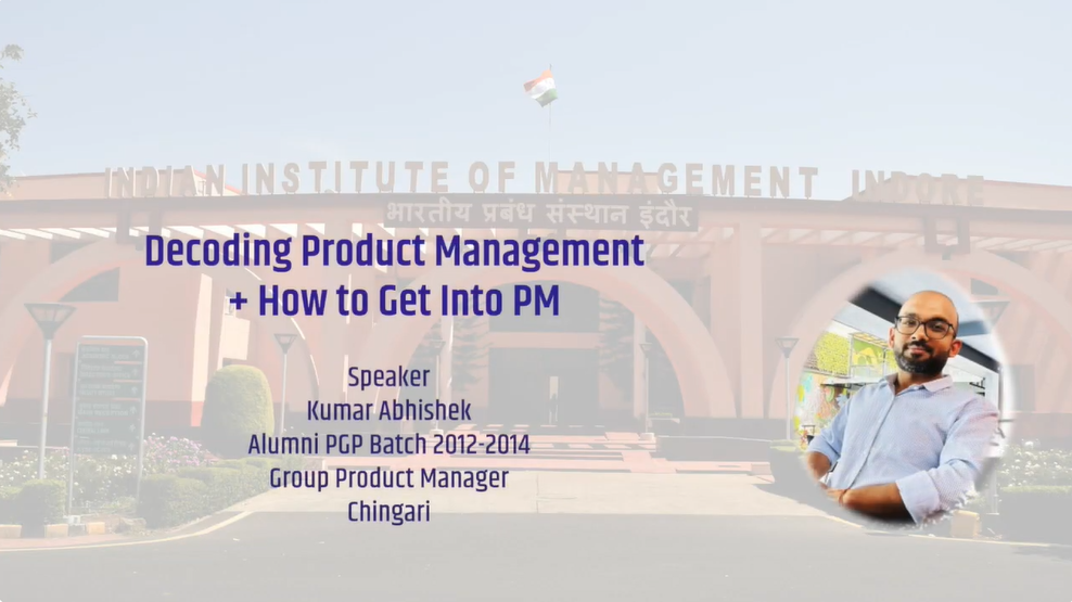 Wisdom-प्रज्ञा Talk 26: Mr. Sudhanshu Kumar, EPGP (2011-2012) Client Partner, AWS (Talk #26)