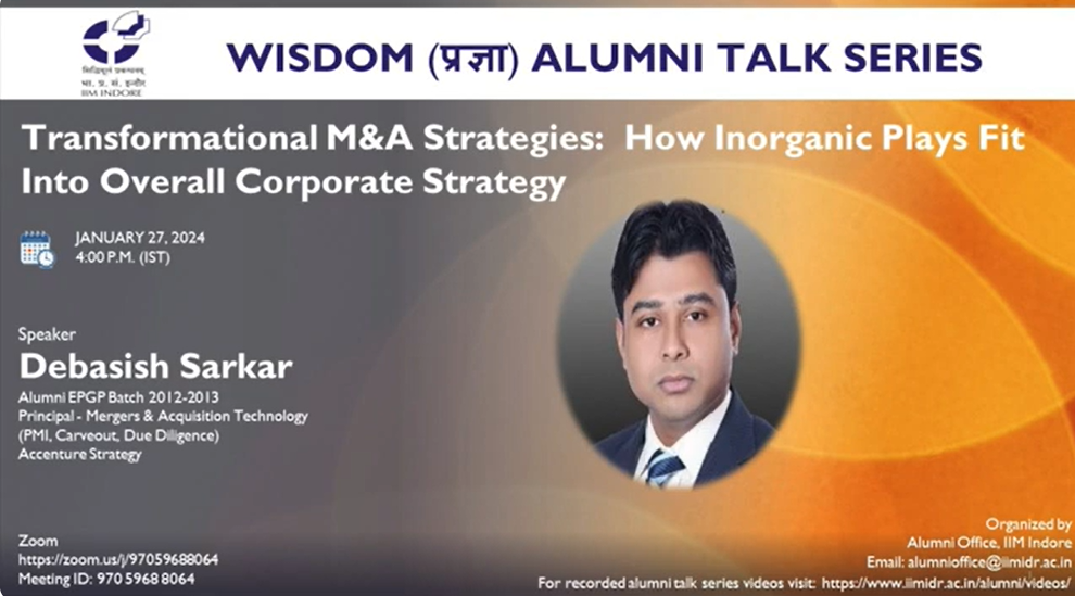 Wisdom-प्रज्ञा Talk 29: Mr. Debasish Sarkar (EPGP 2012-13), Principal - Accenture Strategy (Talk # 29)