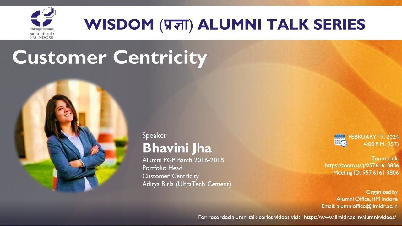 Wisdom-प्रज्ञा Talk 30: Ms. Bhavini Jha (PGP 2016-18), Portfolio Head, UltraTech Cement (Talk #30)