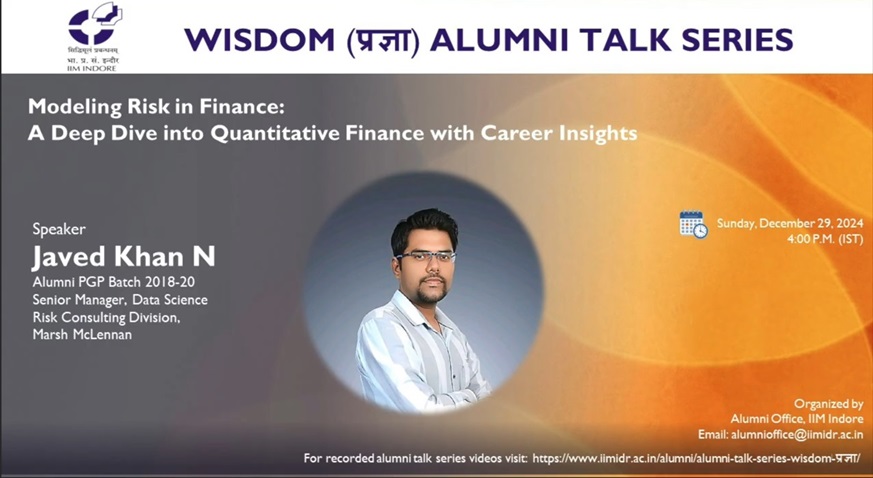 Wisdom-प्रज्ञा Talk 37:Javed Khan  (PGP 2018-20),Sr Manager, Marsh McLennan (Talk#37)