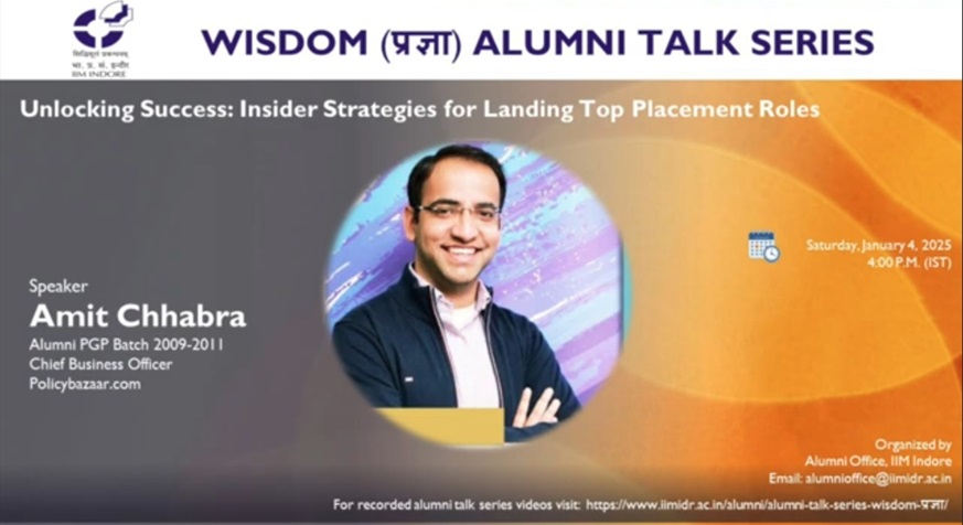 Wisdom-प्रज्ञा Talk 38:Amit Chhabra (PGP 2009-11), Chief Business Officer, Policybazar.com (Talk#38)