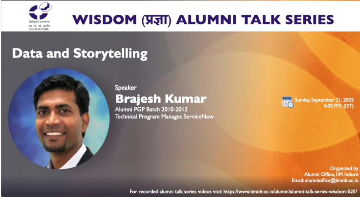 Wisdom-प्रज्ञा Talk 48: Brajesh Kumar (PGP 2010-12), Technical Programe Manager, ServiceNow (Talk#48)