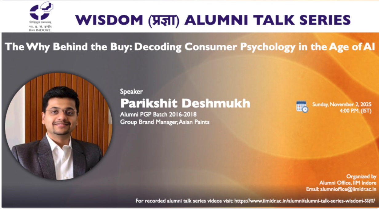 Wisdom-प्रज्ञा Talk 52: Parikshit Deshmukh  (PGP 2016-18), Group Brand Manager, Asian Paints (Talk#52)